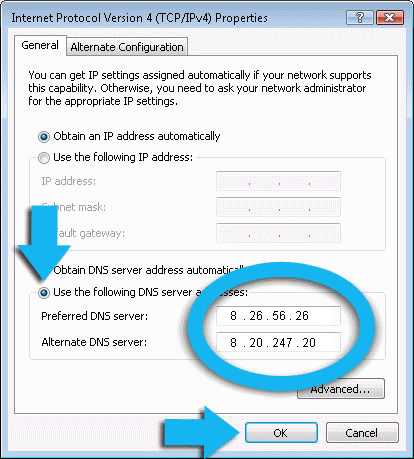 How to Enable and disable Comodo Secure DNS Service for Windows 7 and Vista