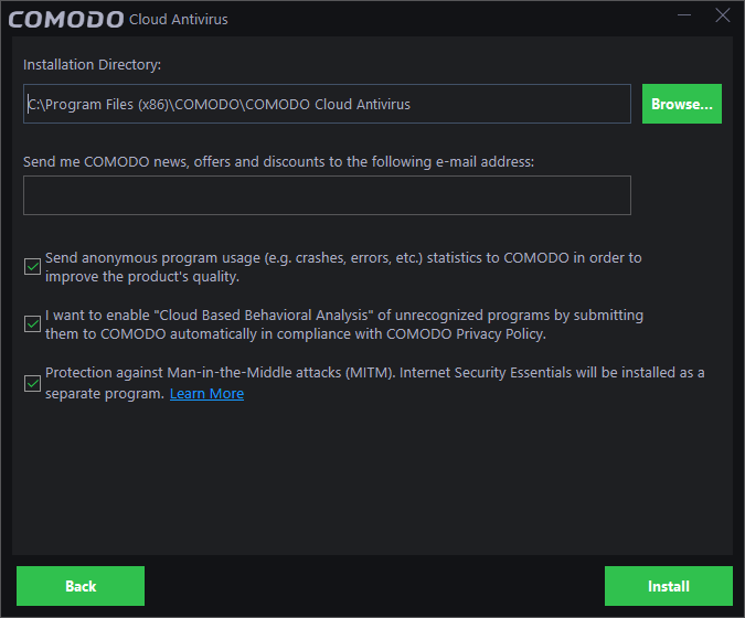 comodo silent installation of exe