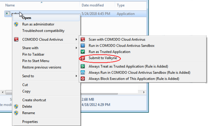 View Valkyrie Analysis Results, Cloud Based Antivirus