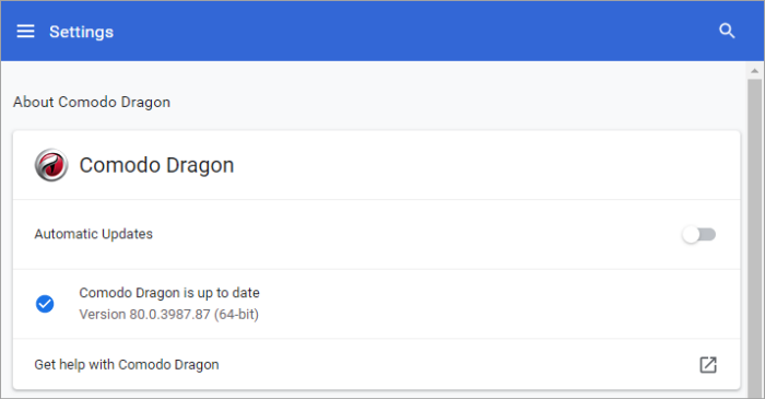 comodo dragon update verison