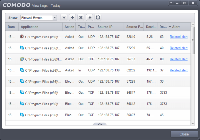 remote event log management firewall