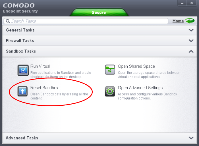Click On The Sandbox Tasks Bar From Interface And Then Reset Click On The Sandbox Tasks Bar From Interface And Then Reset