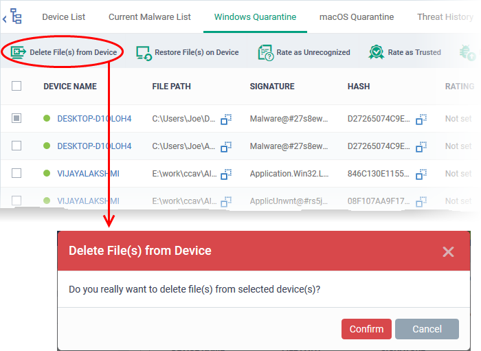 View and Manage Quarantined Items on Windows Devices, Move & Isolate Suspicious Files 