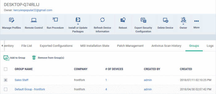 View and Manage Device Group Memberships, Comodo IT and Security ...