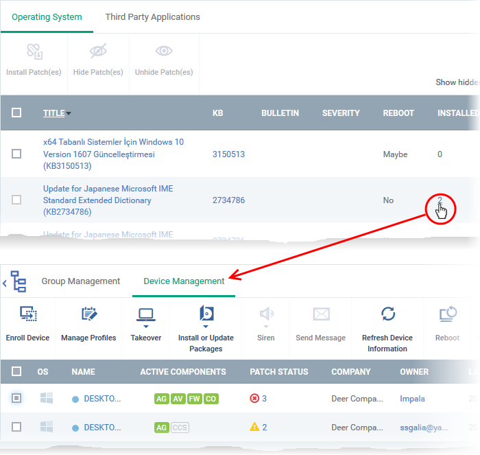 Installing OS Patches On Windows Endpoints, Patch Management Comodo