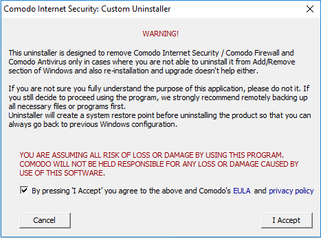 uninstall comodo antivirus