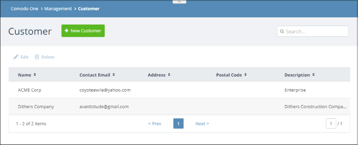 Manage Companies, Managed Desktop Services, Comodo One Module | COMODO