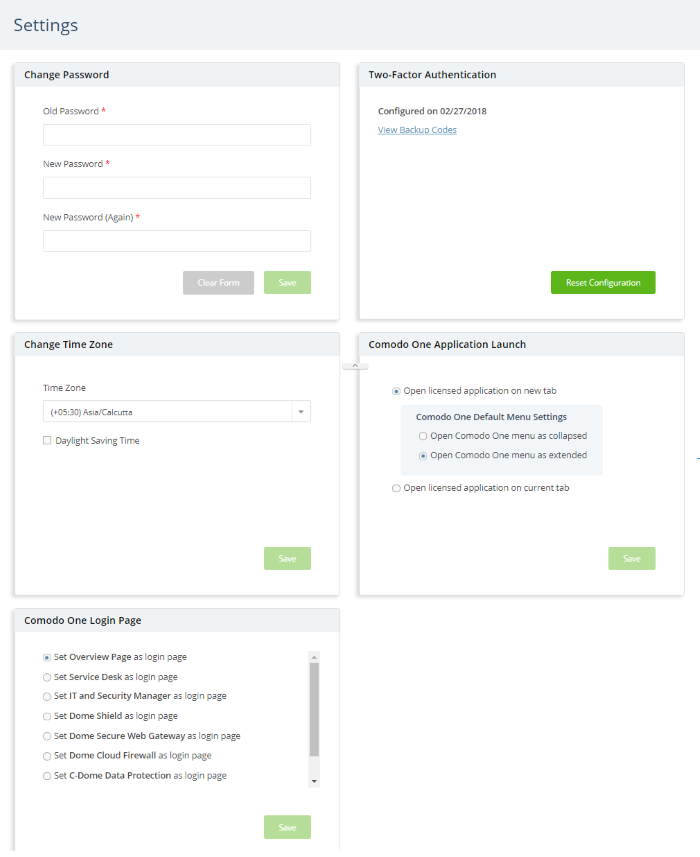 Configure C1 Settings, Managed Desktop Services, Comodo One Web Interface