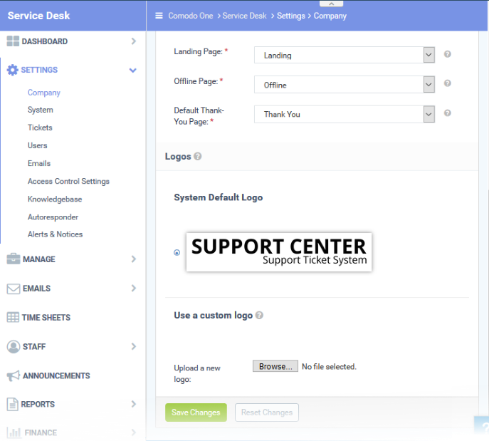 Configure Your Support Center Page Support Ticket System C1
