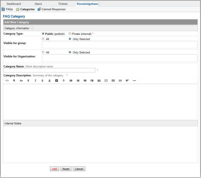 Managing Categories, Help Desk Support, Comodo, C1 – Service | COMODO