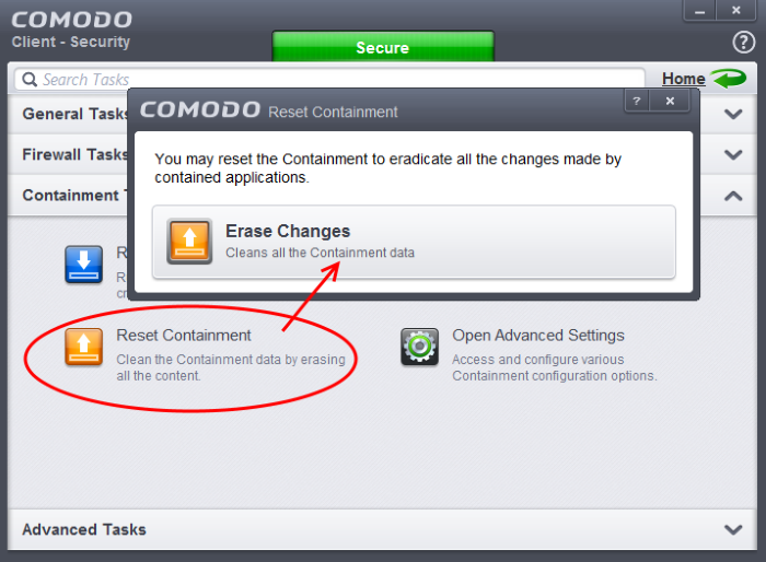 comodo live pc support launcher failed to start erase