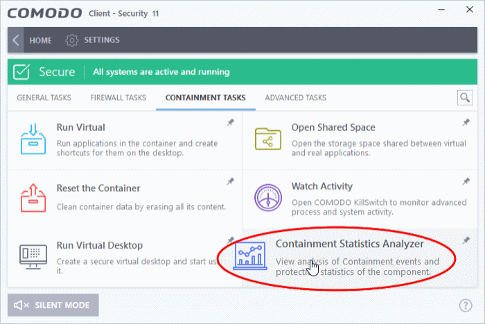 Containment Statistics Yzer Comodo Client Security