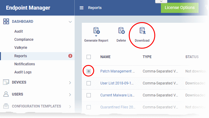 Endpoint Manager, Security Manager Dashboard